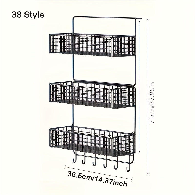 Estante de almacenamiento de cocina de metal de múltiples capas con soporte para film transparente y montaje en pared