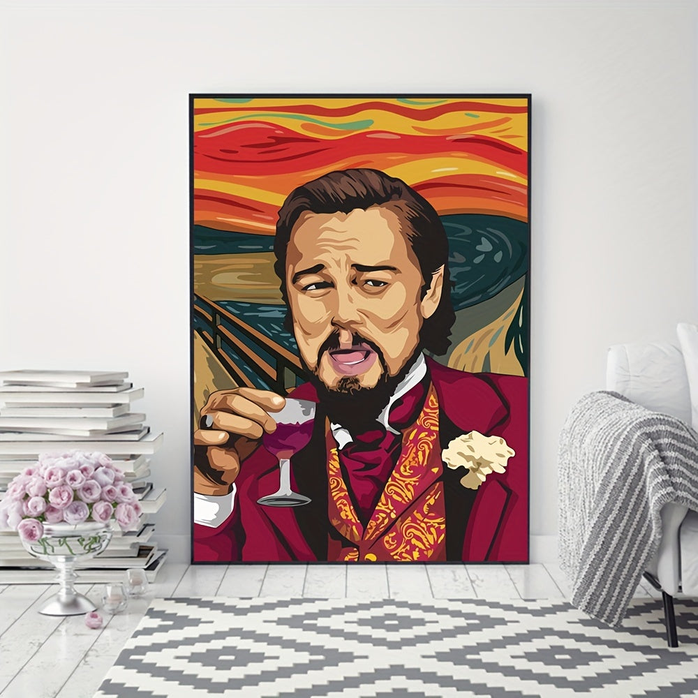 Canvas Wall Art Featuring Modern Scream Inspired Portrait of Leonardo DiCaprio