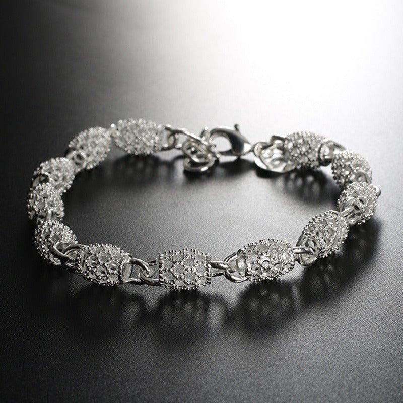 Sterling Silver Bead Bracelet for Women Classic Elegant Jewelry Gift Box Included