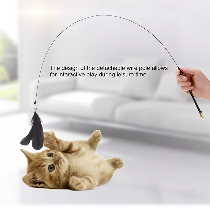 Plastic Cat Teaser Toy with Suction Cup and Long Pole for Indoor Cats