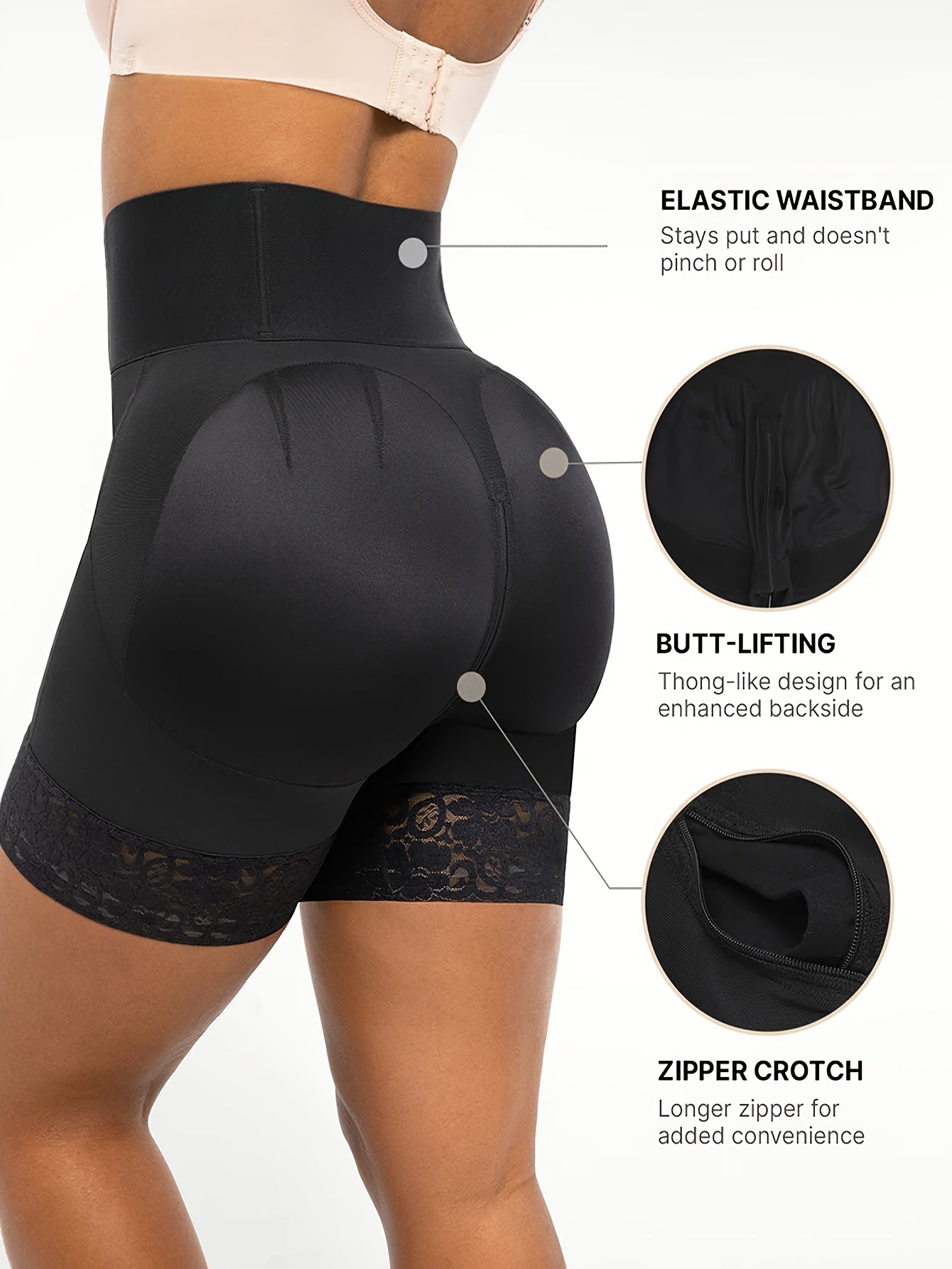 High Waisted Lace Shapewear Shorts for Women Breathable Slimming Underwear Solid Color