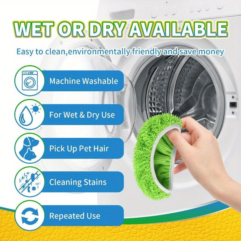 Chenille qayta ishlatiladigan mopa padlari 3 ta to'plam - nam va quruq tozalash uchun ideal - sirt va yog'och polni parvarish qilish uchun yuqori sifatli tekis padlar (mop kiritilmagan)