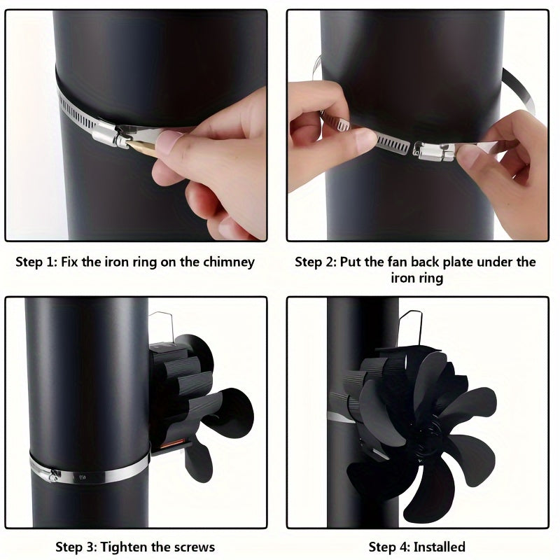 High-Speed 6-Blade Heat Powered Wood Stove Fan for Efficient Heating and Cooling