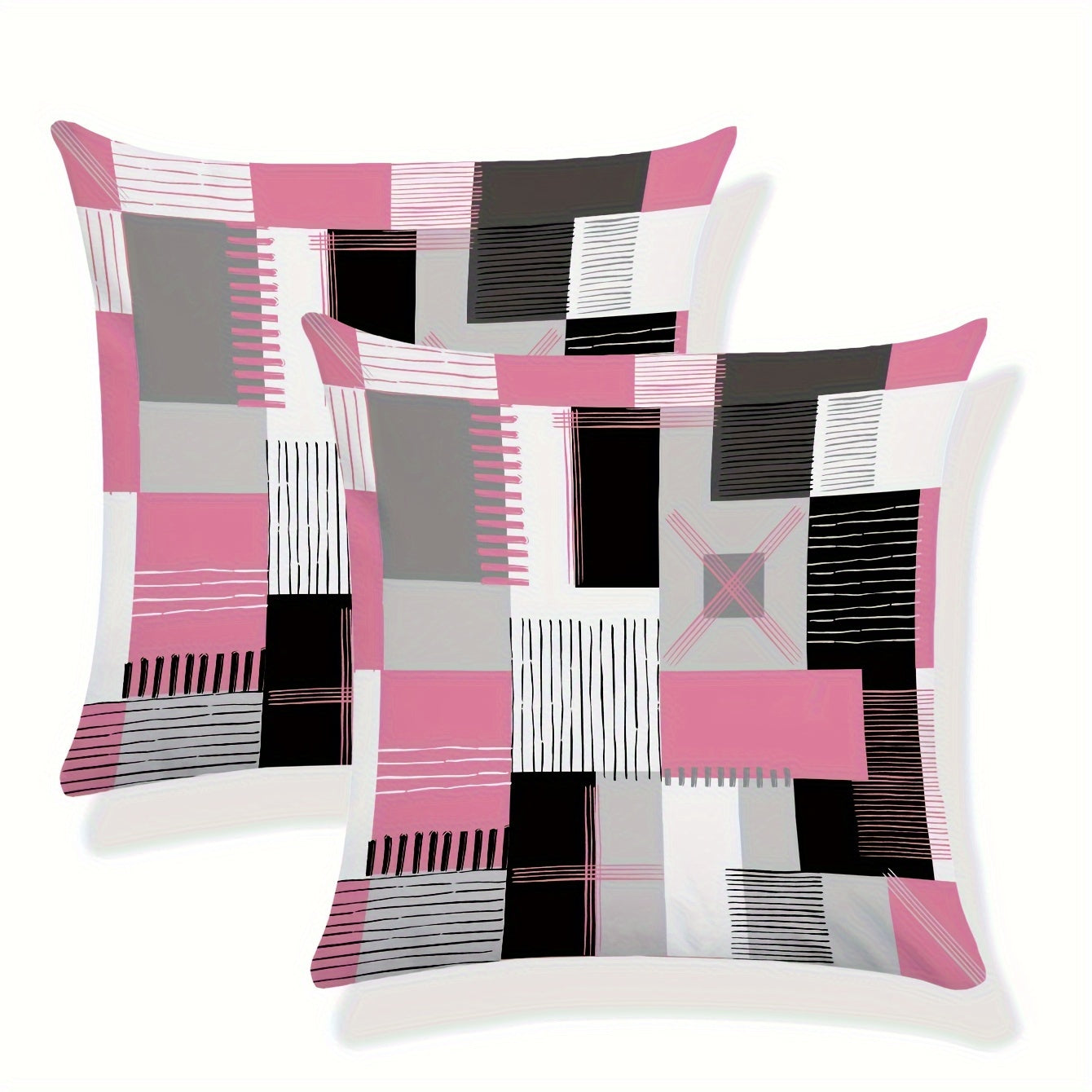 Geometric Square Polyester Cushion Covers for Bedroom and Living Room Set of 2