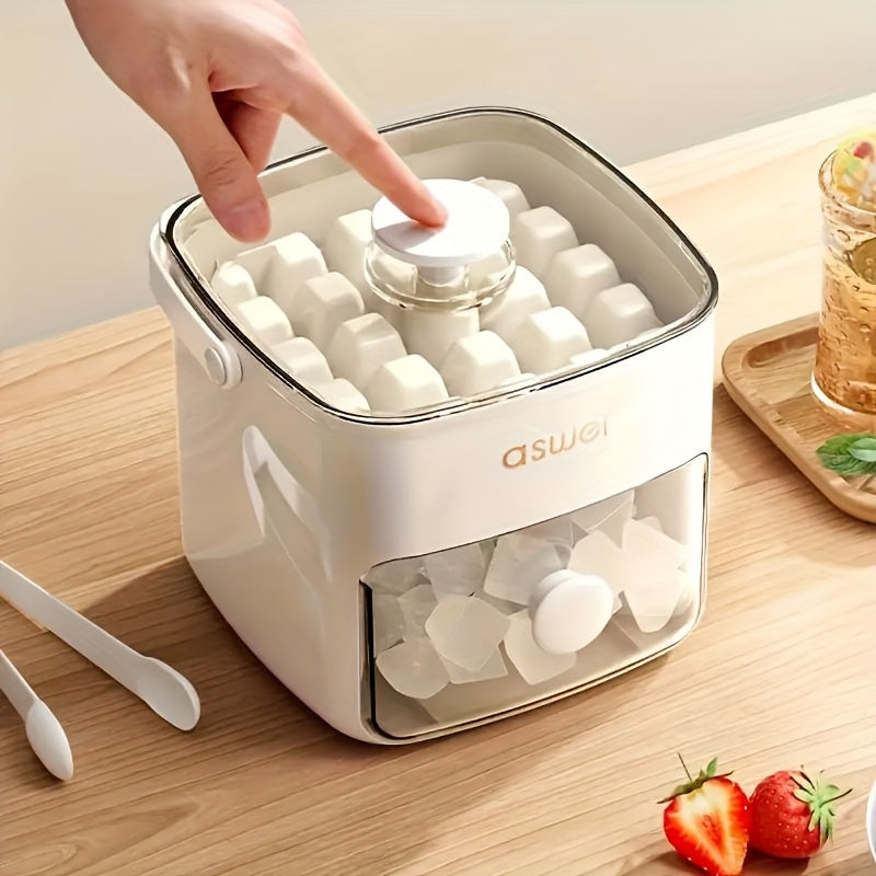 Mini máquina de hielo de doble capa para encimera, plástico de grado alimentario, tapa blanca