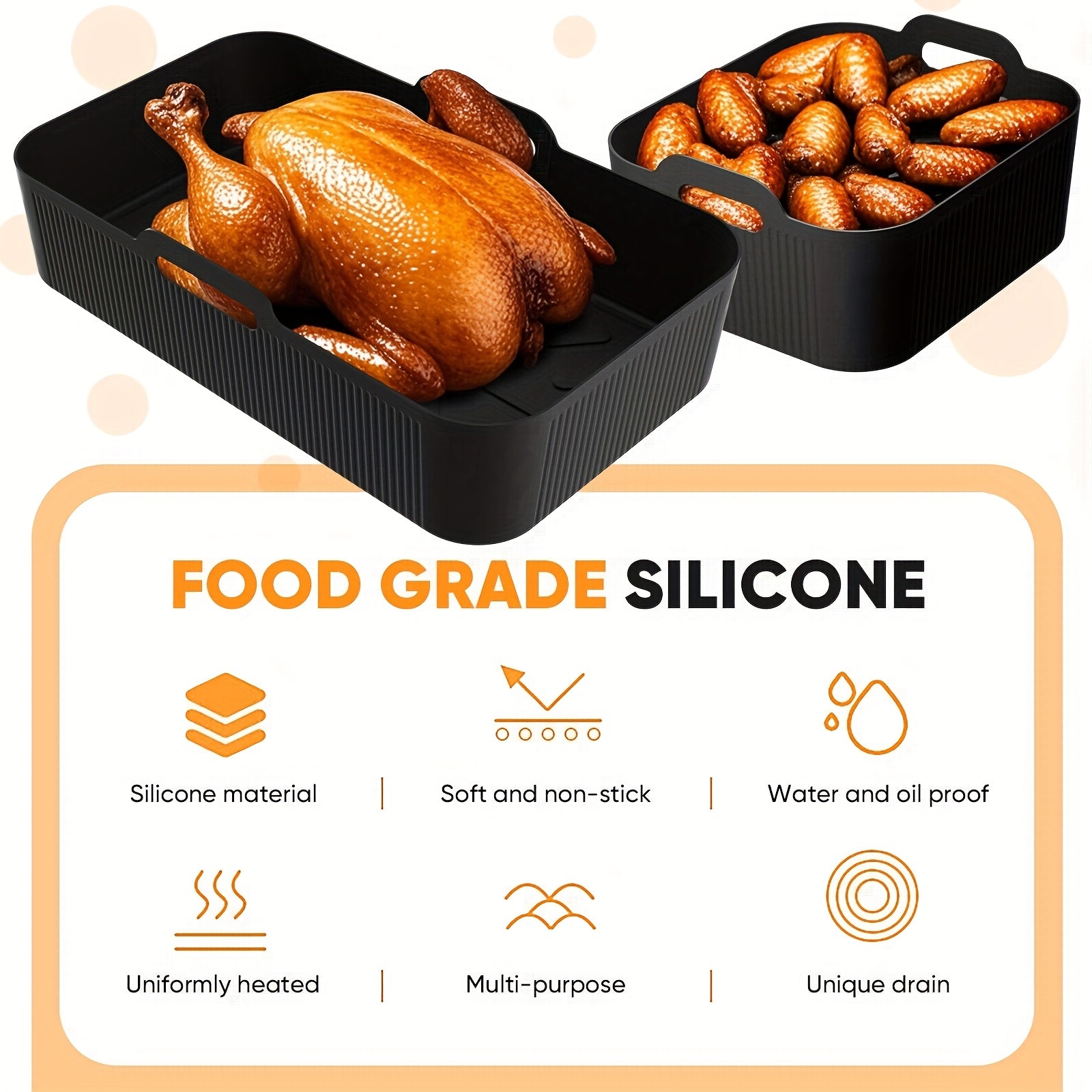 Set of 3 Heat-Resistant Reusable Silicone Liners for Air Fryers Ovens and Steamers