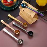 Stainless Steel Coffee Scoop with Bag Clip, Measuring Spoon, Sealing Clamp