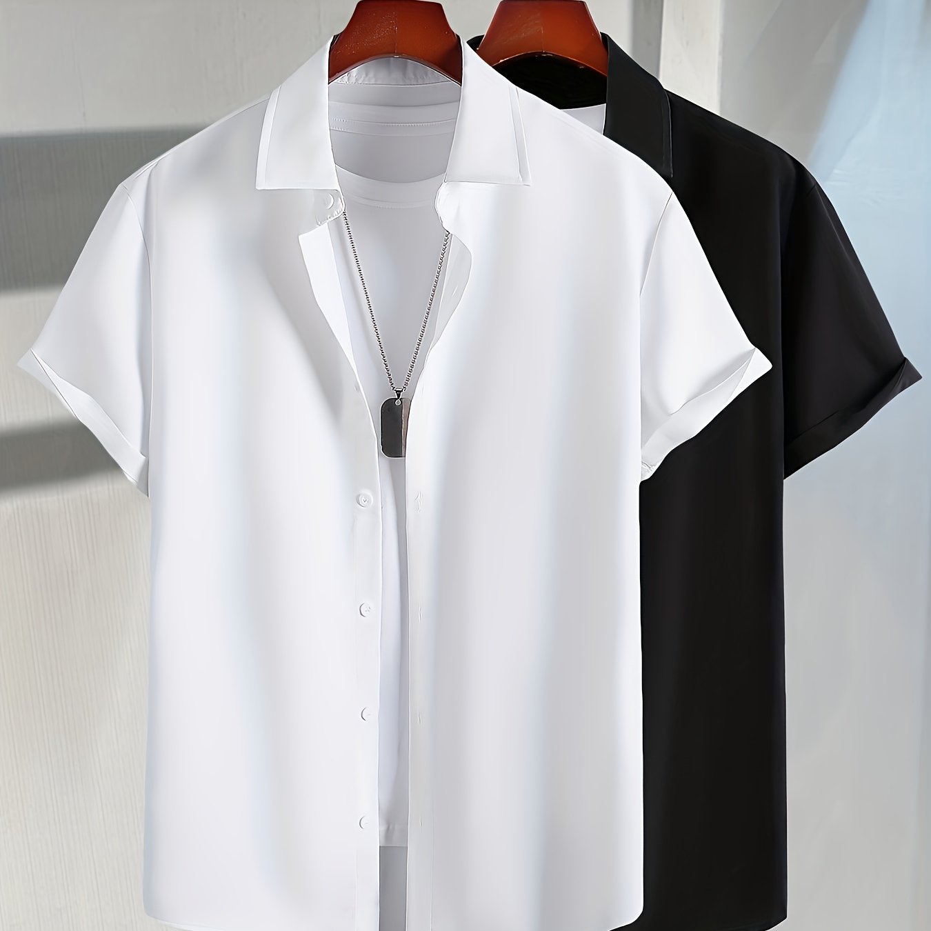 Plus Size Men's Casual Short Sleeve Button-Up Shirts Light Beige Yellow Polyester Summer Wear