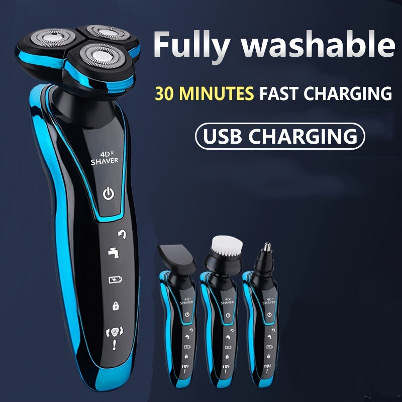 Portable USB Rechargeable Electric Shaver with Floating Head for Face and Nose Hair Trimming