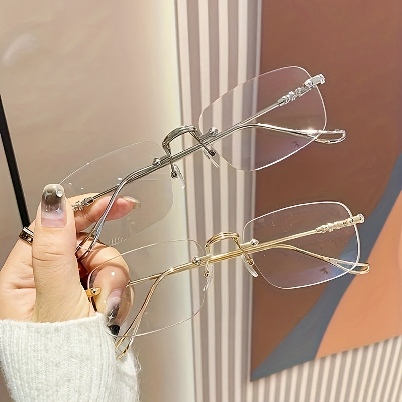 Uniseks yengil ramkasiz presbyopik ko‘zoynaklar oltin rangli zamonaviy stil