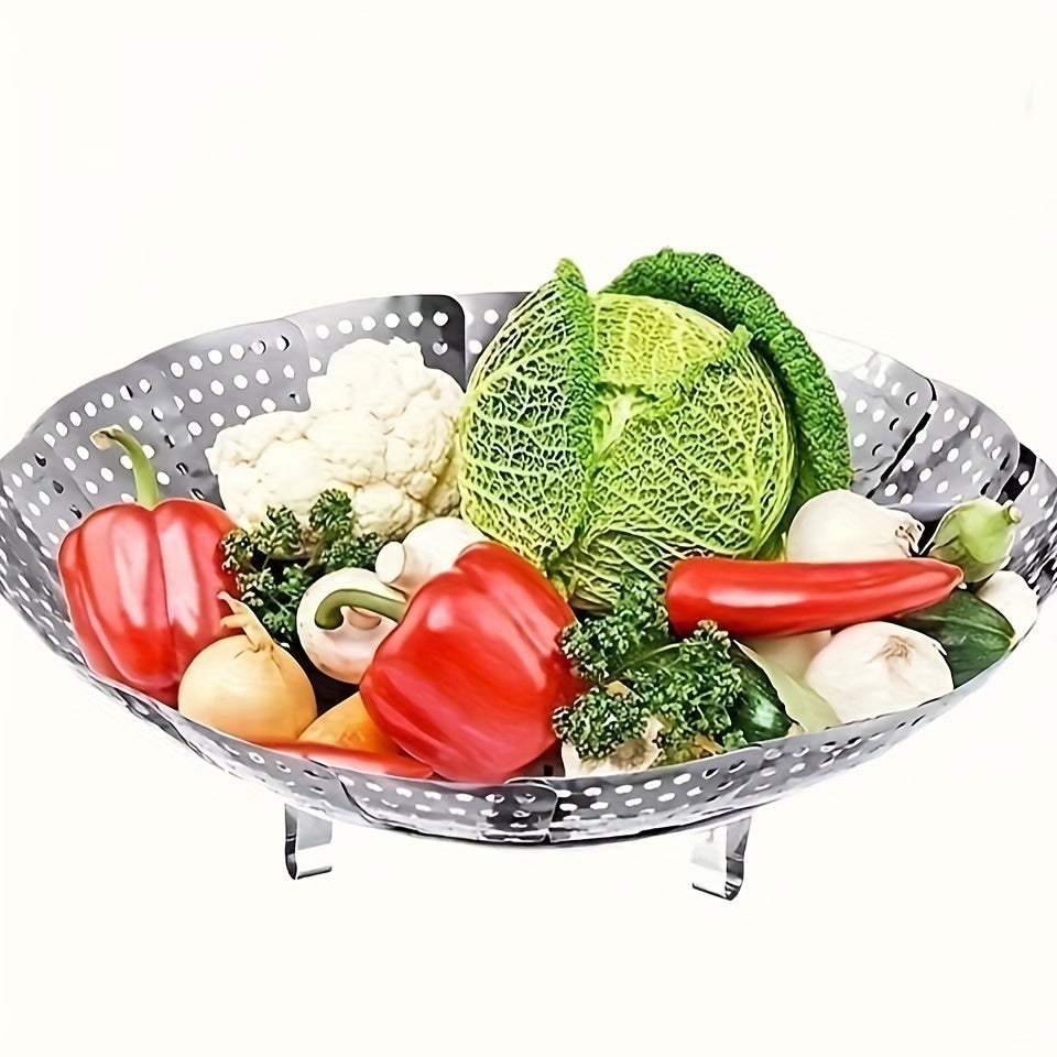 Stainless Steel Vegetable Steamer Basket Adjustable Foldable for Healthy Cooking