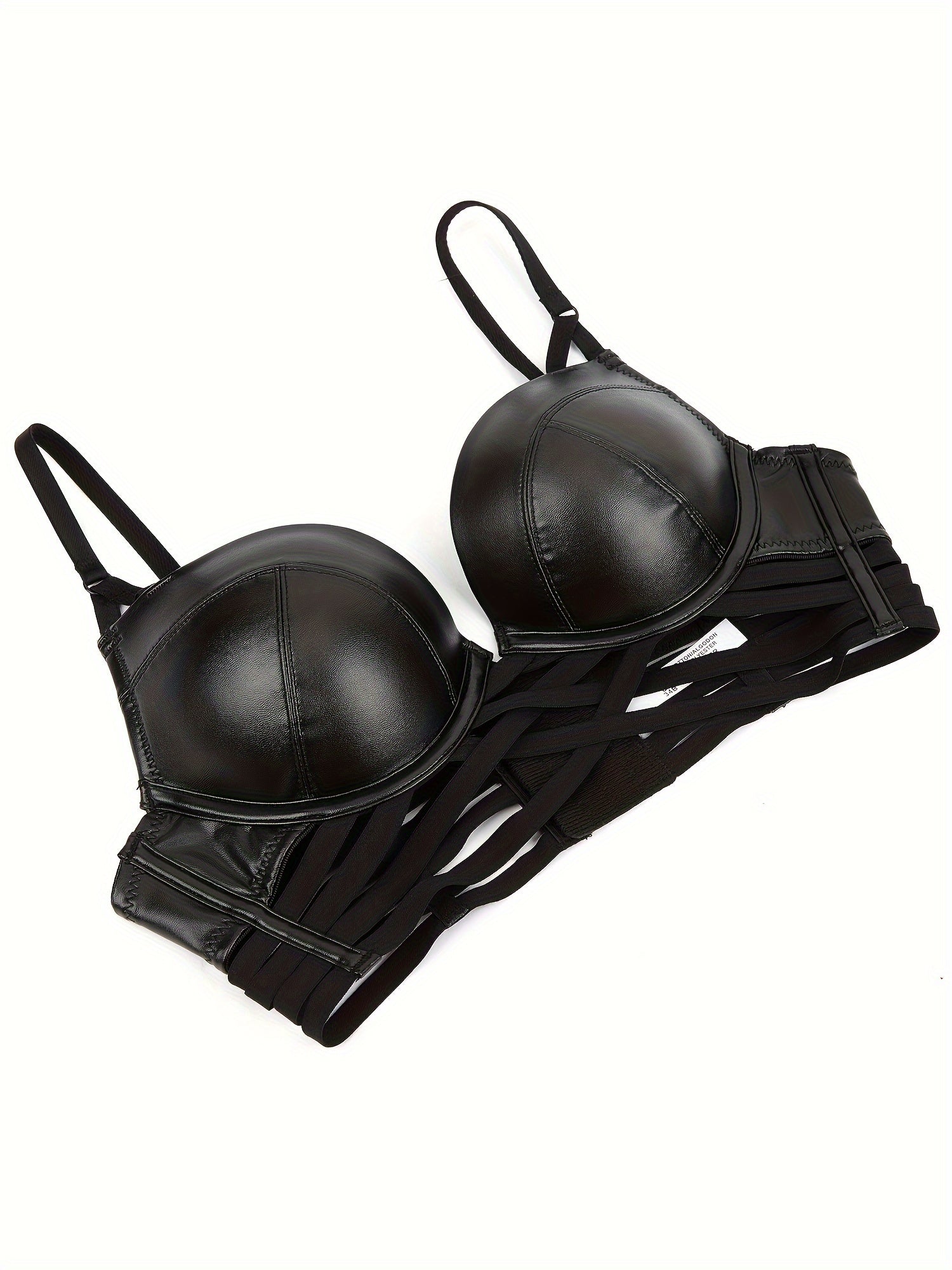 Women's PU Leather Cami Bra and Panty Set Sexy Lingerie