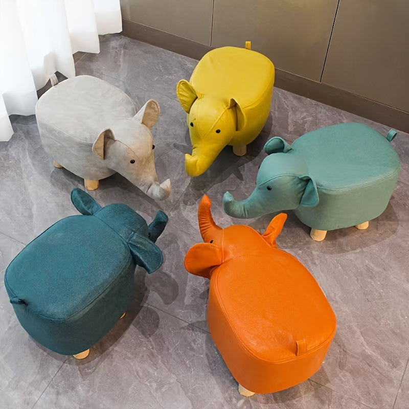 Animal Shaped Elephant Stool, Small Wooden Coffee Table and Shoe Bench