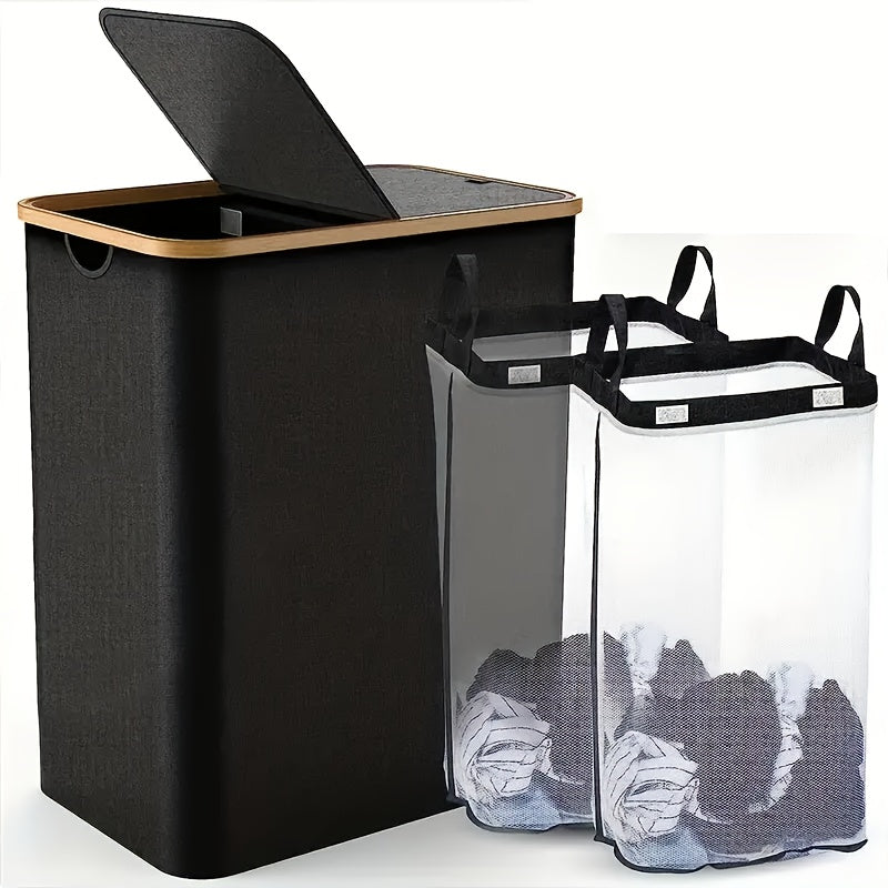 Large Laundry Hamper with Lid and Detachable Bags for Clothes Storage in Laundry Rooms and Dorms