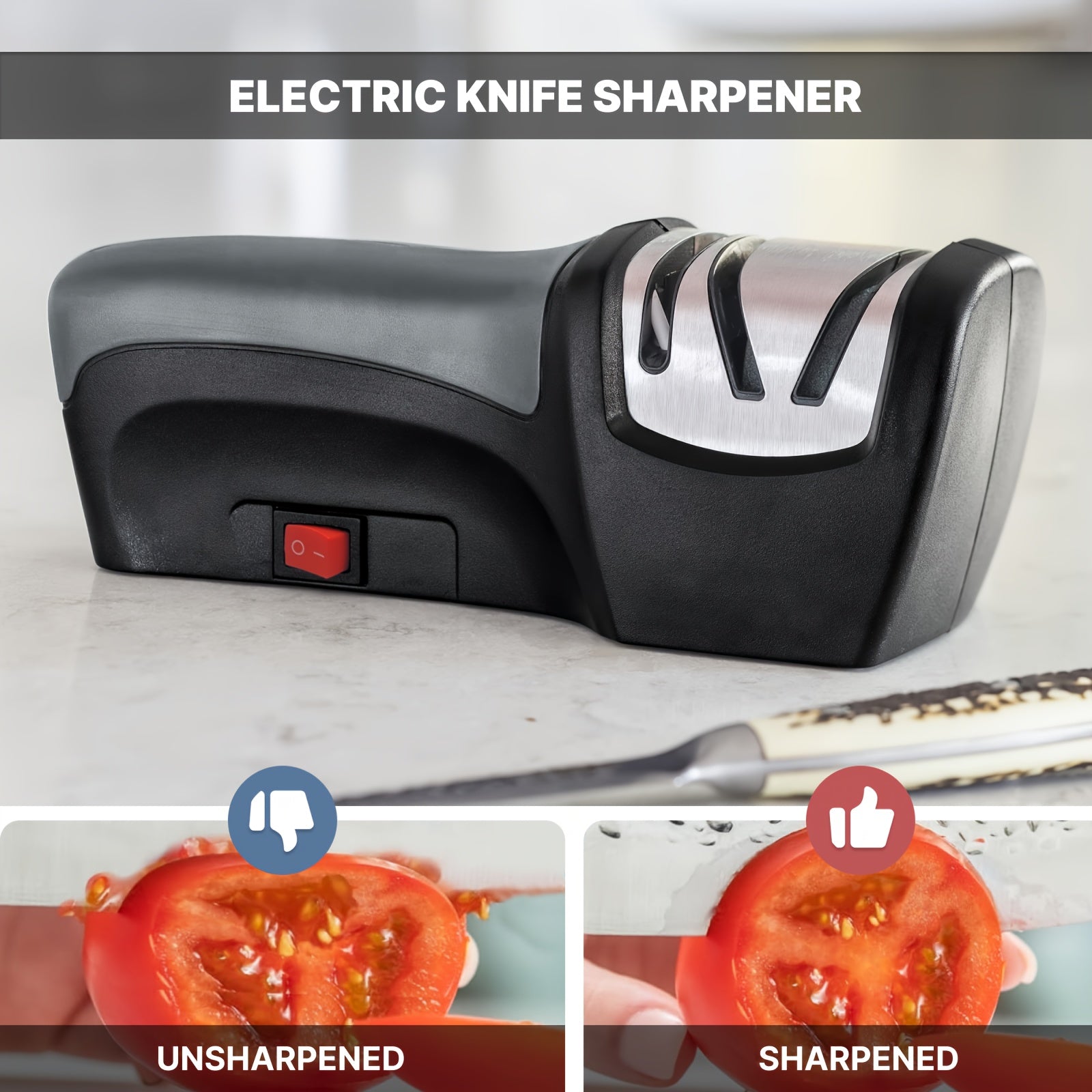 Электрическая точилка для ножей USB портативная с синтетическими колесами, керамическими стержнями, нескользящей основой