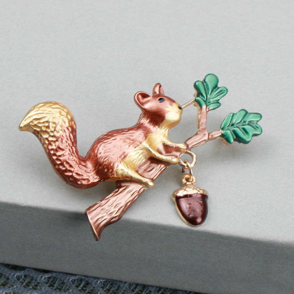 Gothic Style Enamel Squirrel Brooch Pin for Wool Sweaters Jackets