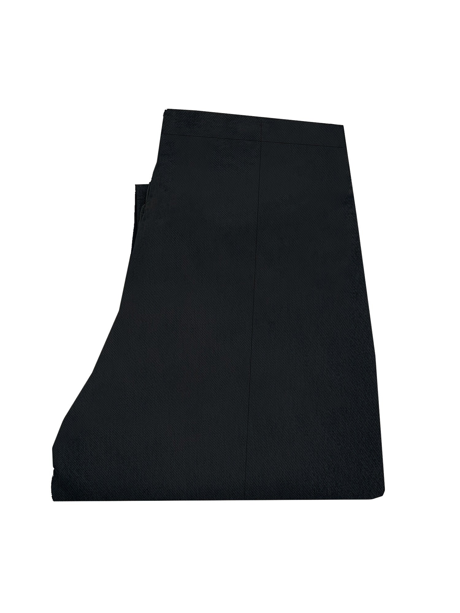 Plus Size Polyester Straight Leg Pants Solid Color Long Length Spring Fall