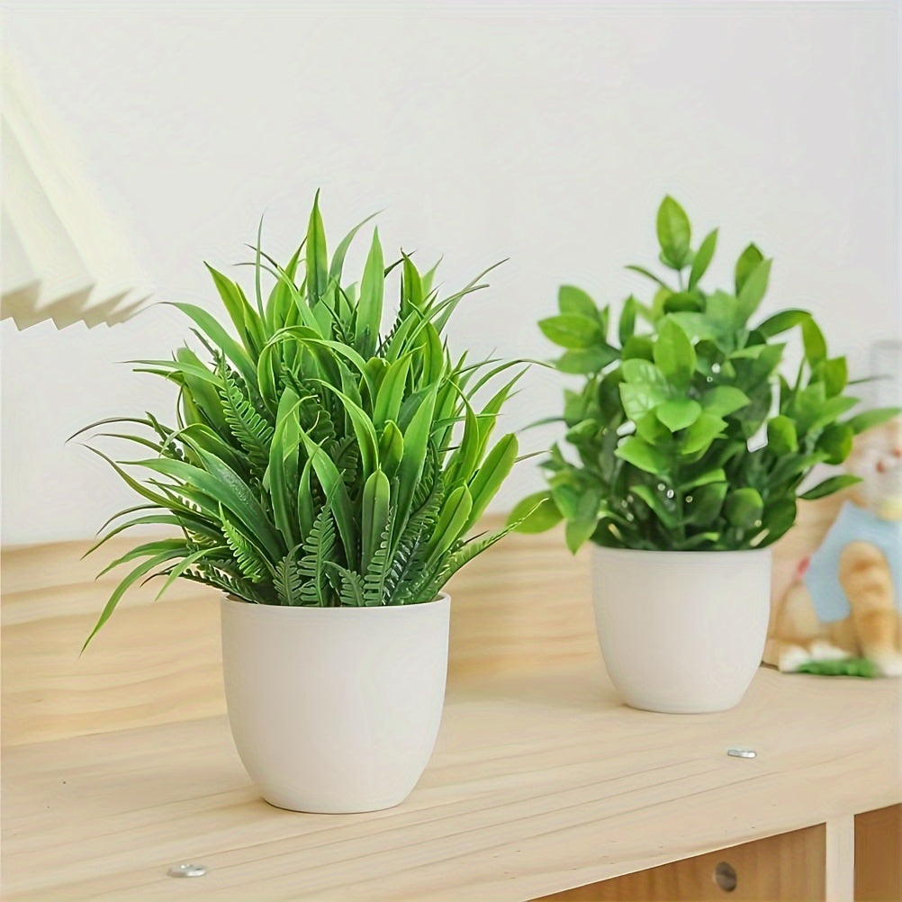 Set of 4 Mini Artificial Bonsai Plants for Indoor Decor Plastic