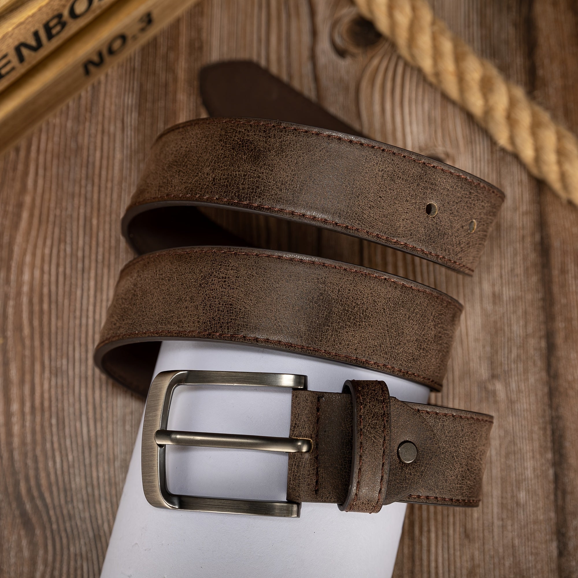 Vintage Faux Leather Belt for Women Casual Distressed PU Stylish Belt