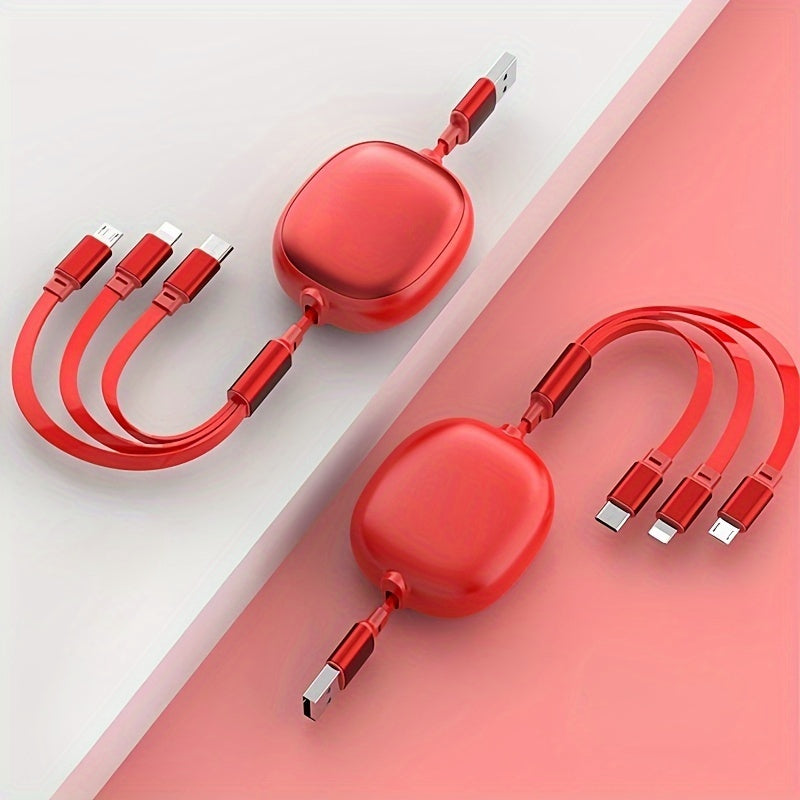 3-in-1 Retractable USB Charging Cable 100W Fast Charging Data Sync for iPhone Samsung Huawei