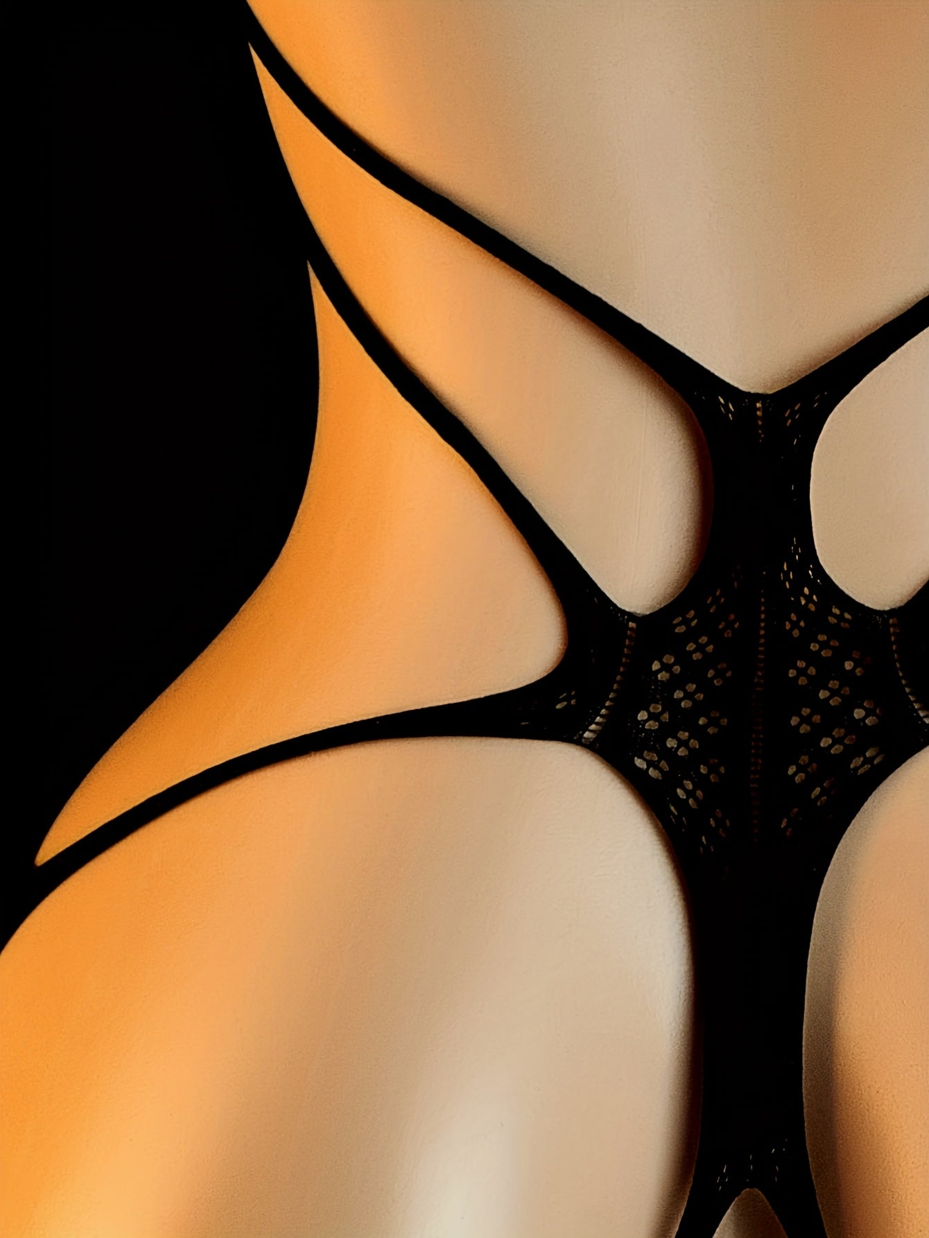 Women's Fishnet Mesh Suspender Jumpsuit See-Through Halter Lingerie