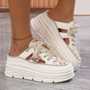 Women's Flat Sandals White Beige Hollow Out Breathable Casual Shoes