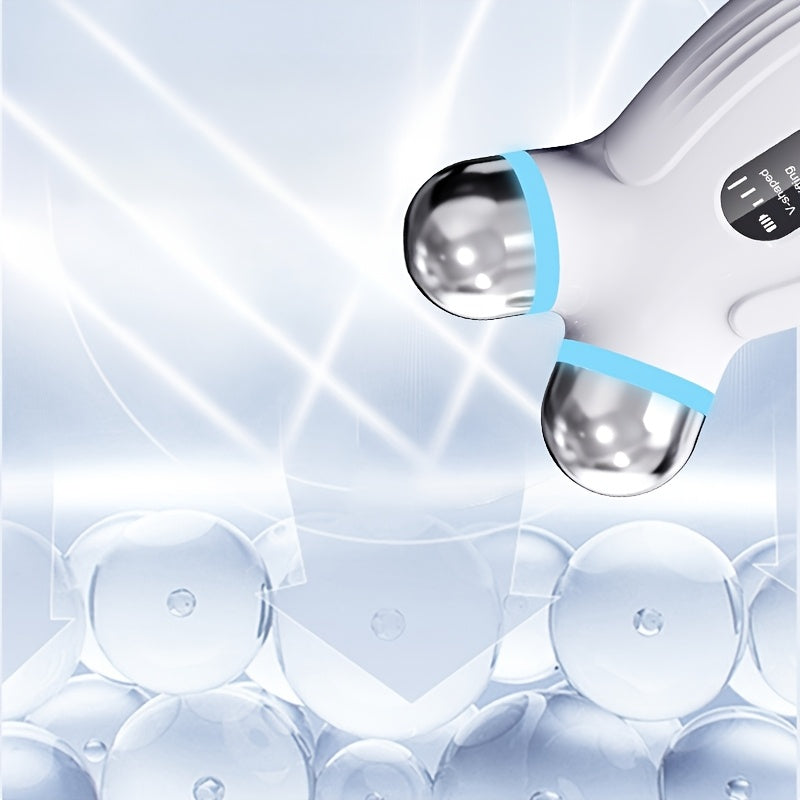 Yuz va bo'yin massajchisi, ko'k LED chiroqlari bilan - qayta zaryadlanadigan, USB orqali zaryadlash - ayollar uchun ideal teri parvarishi sovg'asi, zamonaviy estetik va ergonomik dizaynga ega go'zallik qurilmasi.