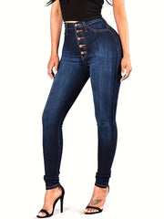 Women's High-Waisted Skinny Jeans Black Stretchy Bootcut Casual