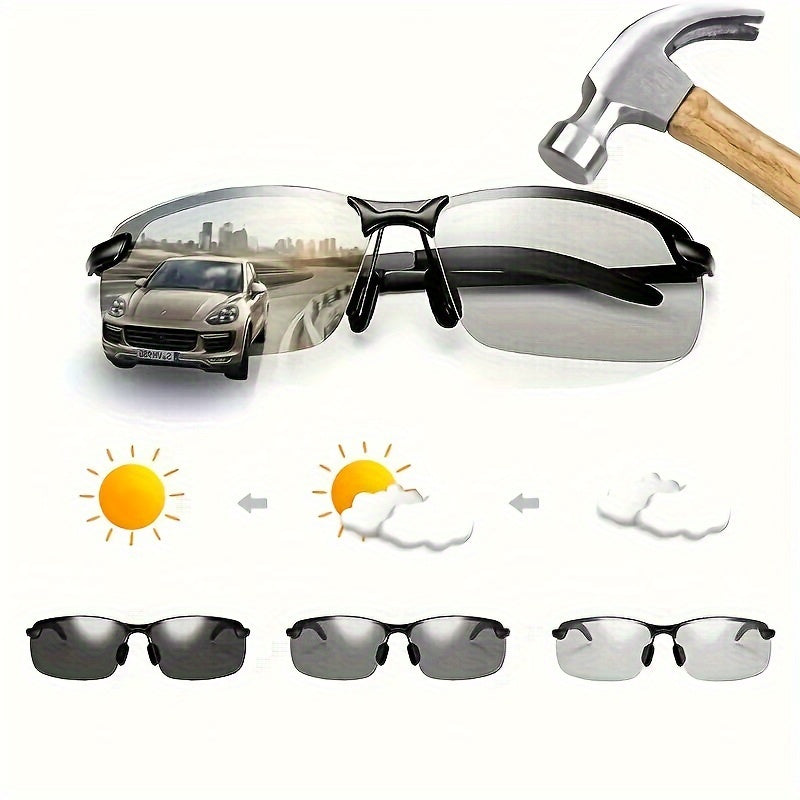 Men's Photochromic Sports Sunglasses Lightweight Zinc Alloy for Driving Running Fishing