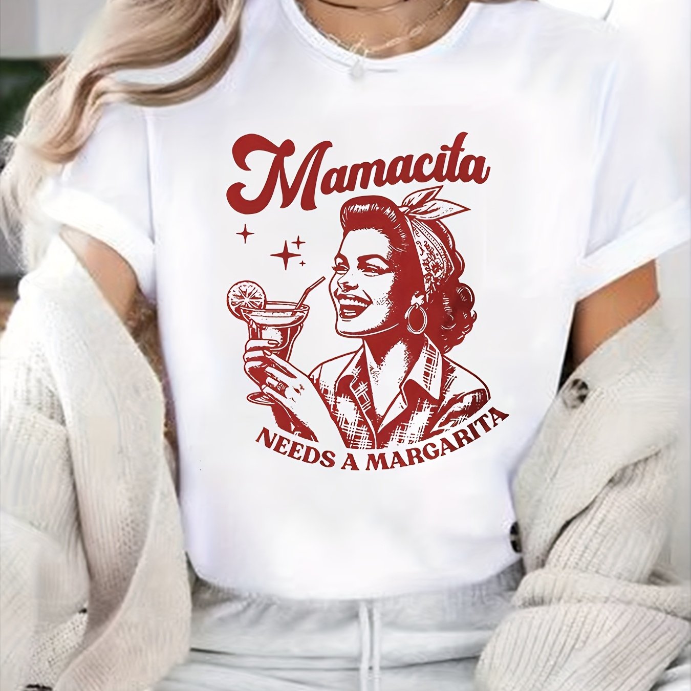 Women’s Plus Size Graphic Tee White Summer Casual T-Shirt With Drawstring Hoodie