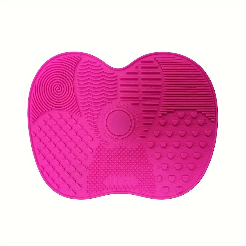 Silicone Beauty Tool Cleaner Pad Apple-Shaped Textured Surface for Makeup