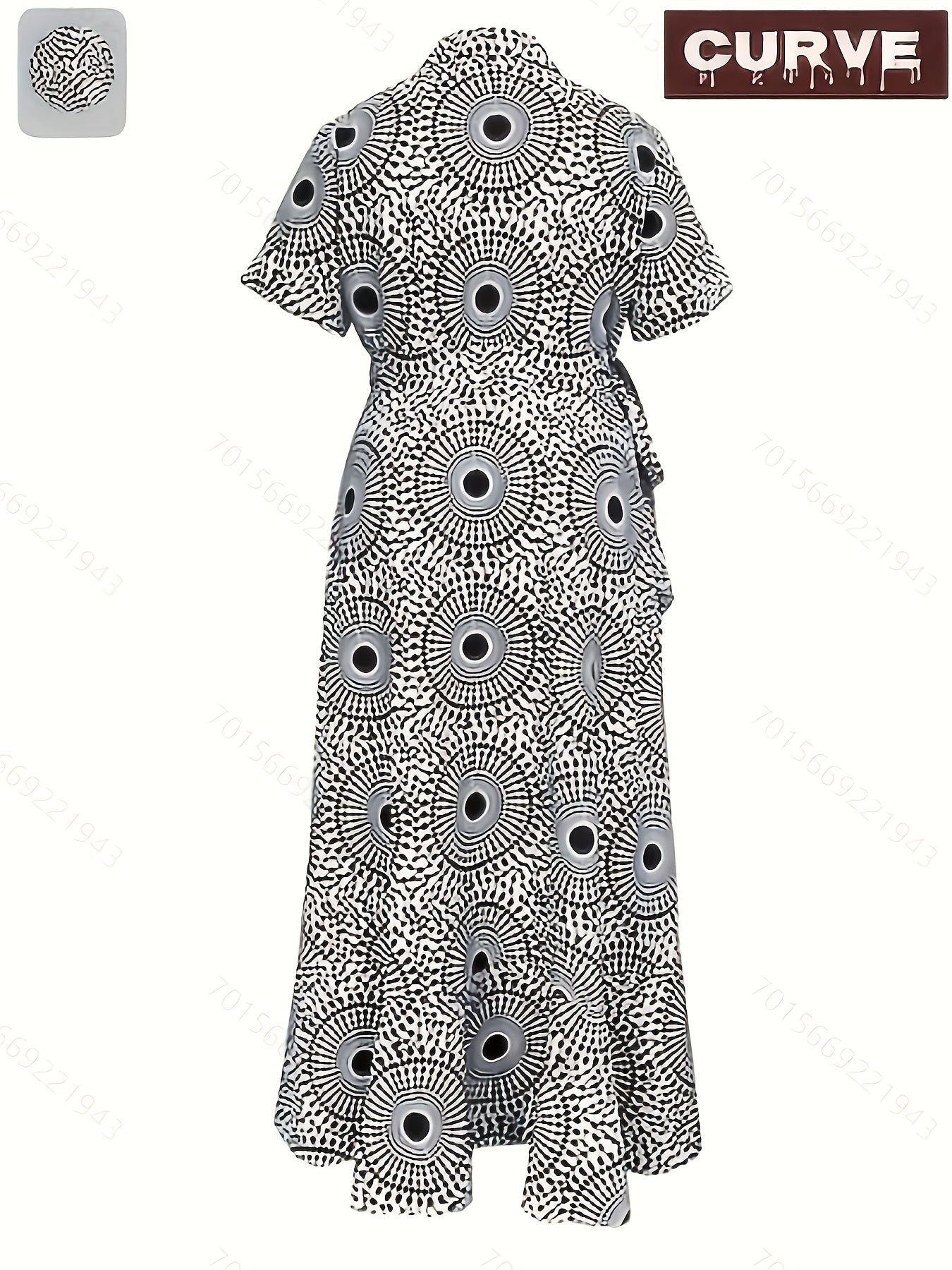 Plus Size Leopard Print Crossover Maxi Dress with V Neck and Asymmetrical Hem