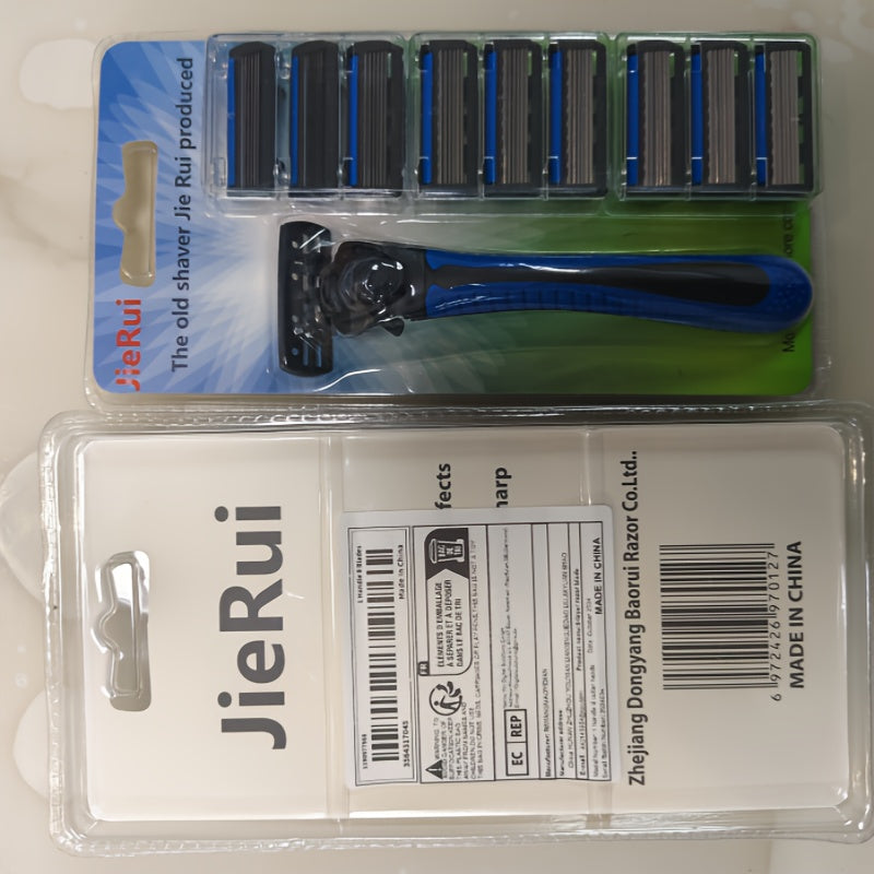 Men's 6-Layer Classic Manual Shaving Razor with Holder and Blades