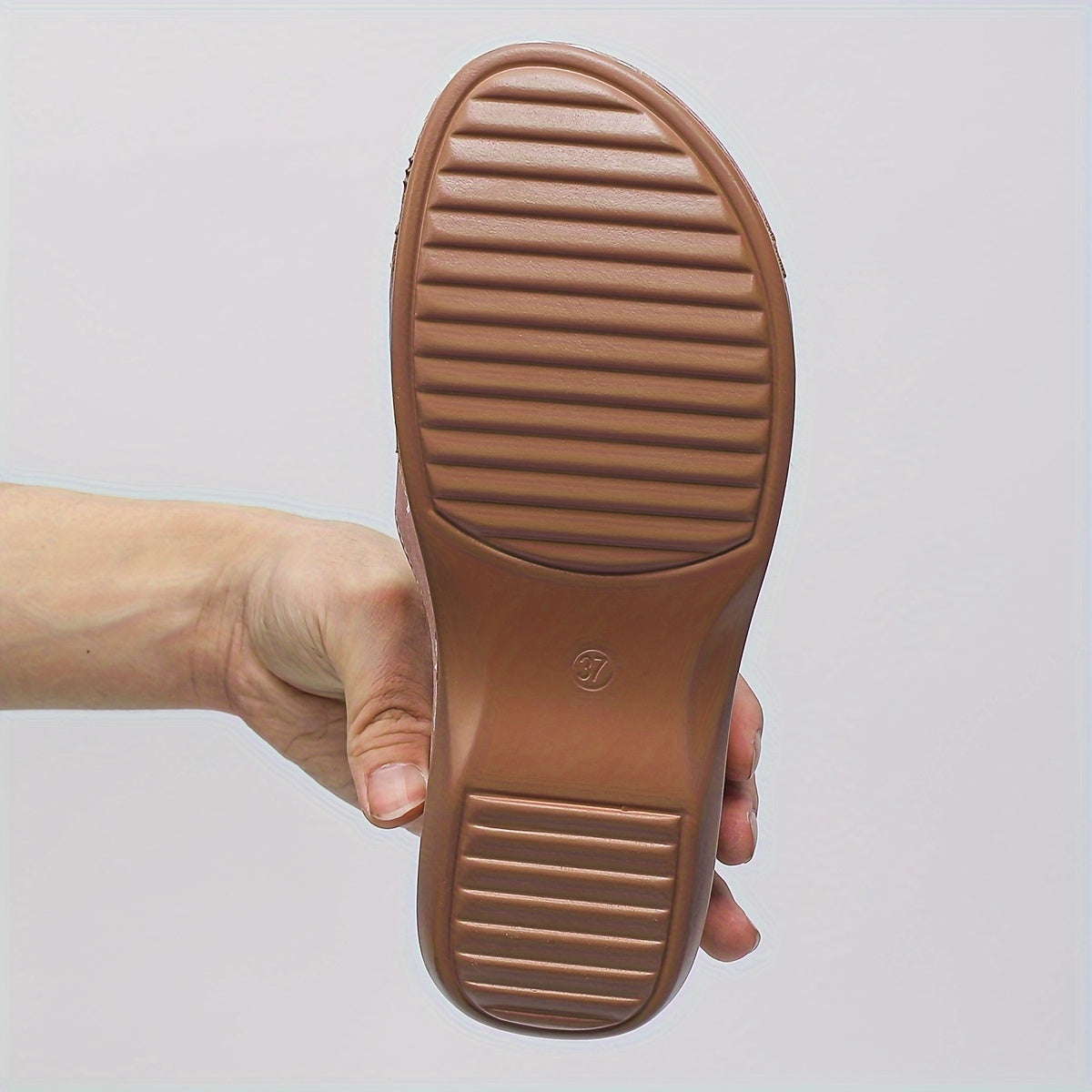 Pink Wedge Sandals for Women Sizes 6-10 with Round Toe Faux Leather Strappy Summer Casual