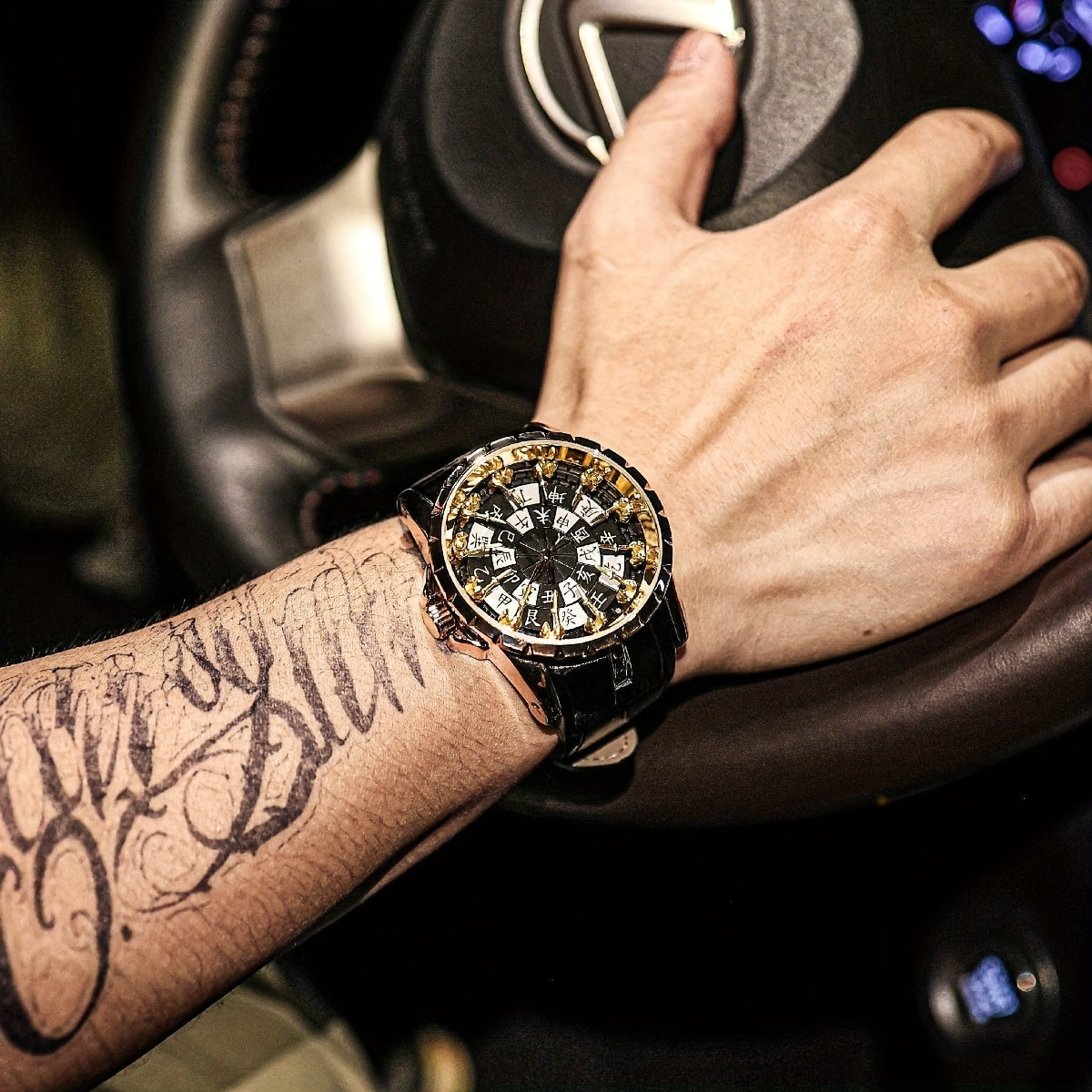 Erkaklar uchun zamonaviy vintage qora sun'iy charm belbog'i, kvarts soat bilan, tasodifiy talabalar uchun ideal.