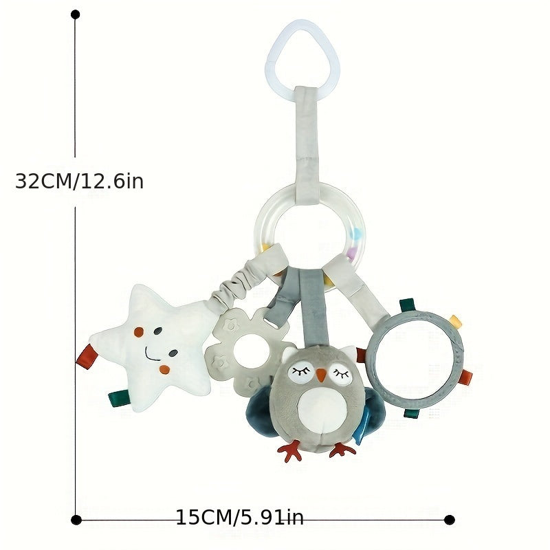 Bolalar avtomobil o'rindigi o'yinchoq pliush mobil bilan oynali tishlash halqasi, teksturali tilla uchun stul va arava