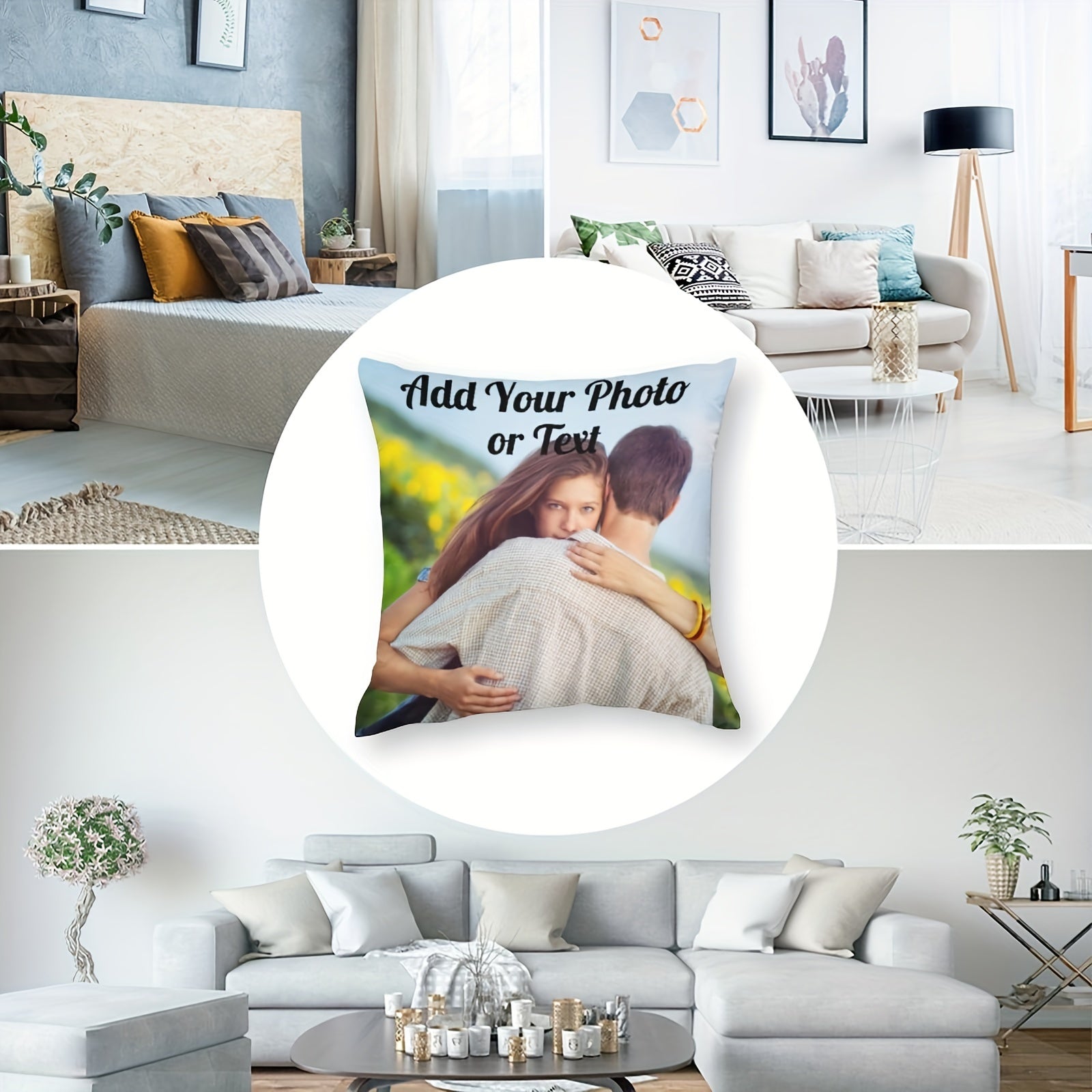 Personalized Polyester Throw Pillow Cover 45.72cm Custom Photo or Text Holiday Gift