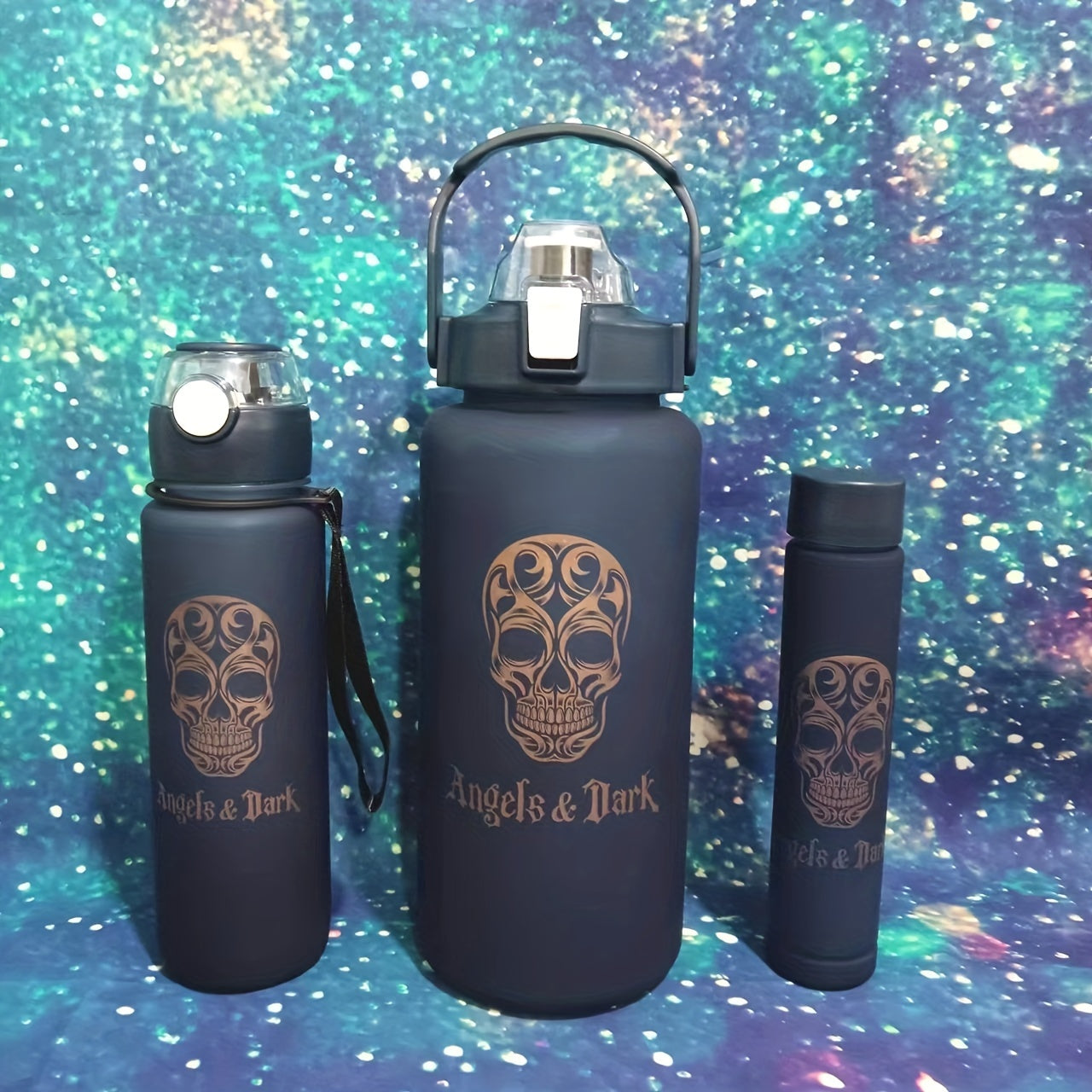 Dark Skull and Angel Water Bottles 300ml 700ml 2000ml Leak-Proof Durable