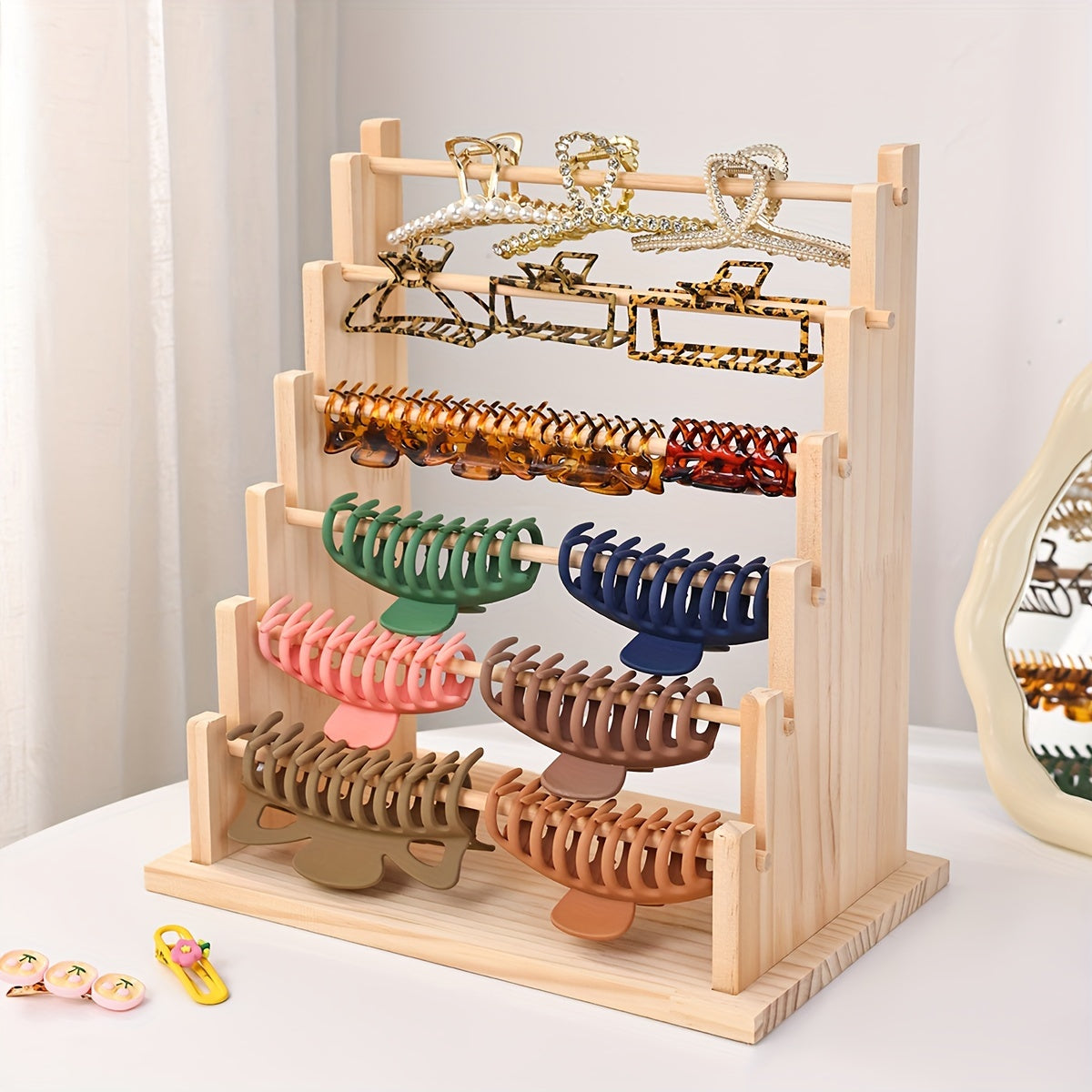 Маленький деревянный органайзер для украшений с отсоединяемым дизайном для серег и браслетов