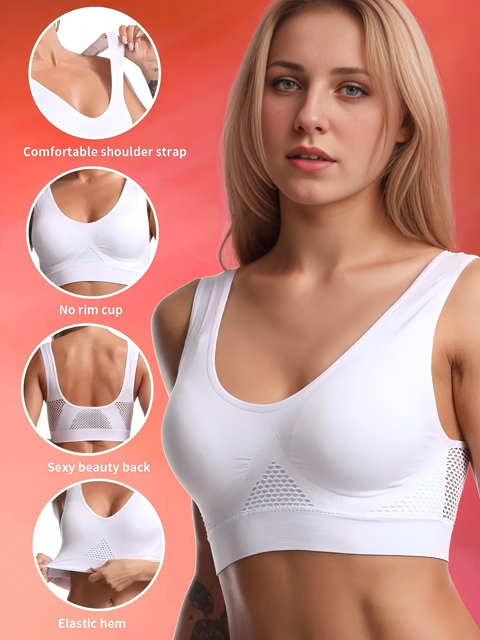 Women's Breathable Seamless Yoga Sports Bra No Steel Ring Hollow Mesh