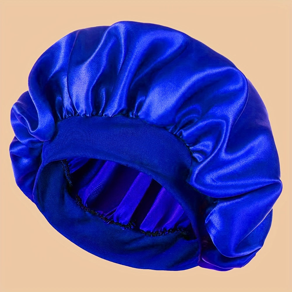 Women's Satin Sleep Cap with Wide Brim for Shower and Bed Use