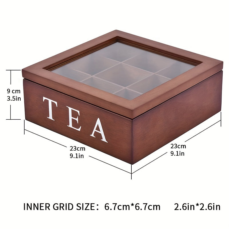 Black Wooden Tea and Jewelry Storage Box with Drawer and Lid