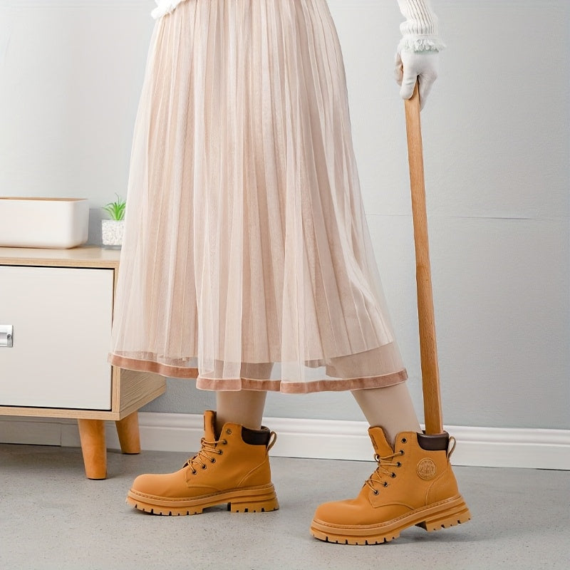 Long Wooden Shoe Horn 75cm with Magnetic Base Durable Beechwood