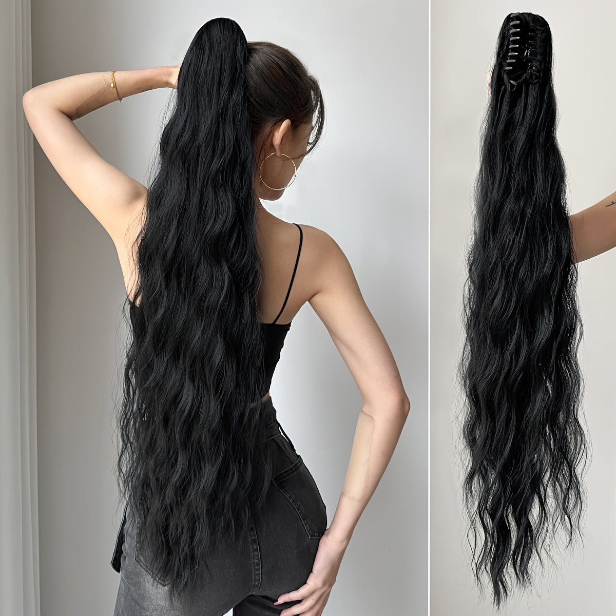 Ombre Water Wave Synthetic Ponytail Hair Extension for Women 81.28cm Heat Resistant