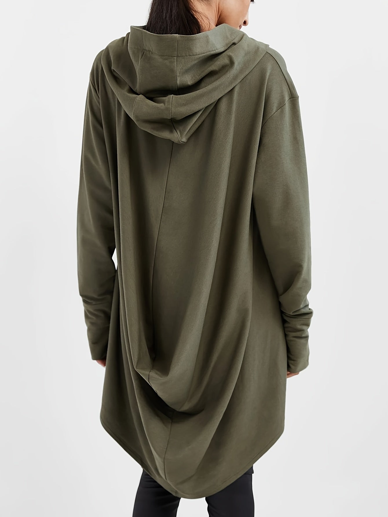 Женский oversize свитер с длинным рукавом и капюшоном, свободный и удобный, повседневный стиль