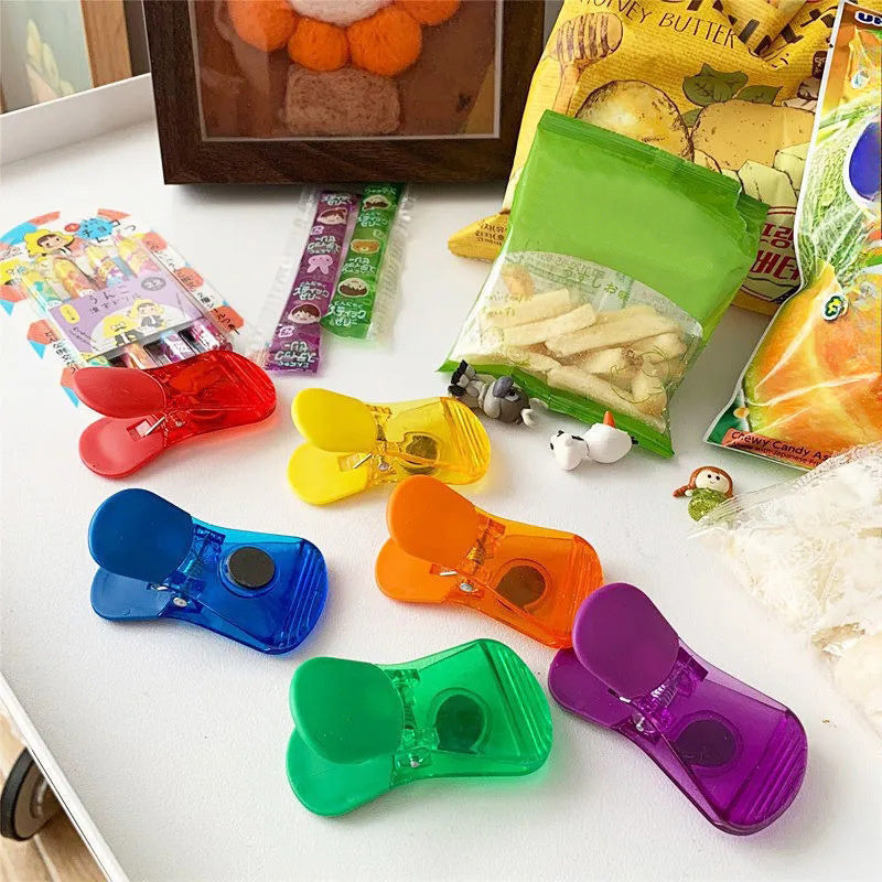 6 Pack Colorful Transparent Refrigerator Magnetic Clips Food Storage Seals