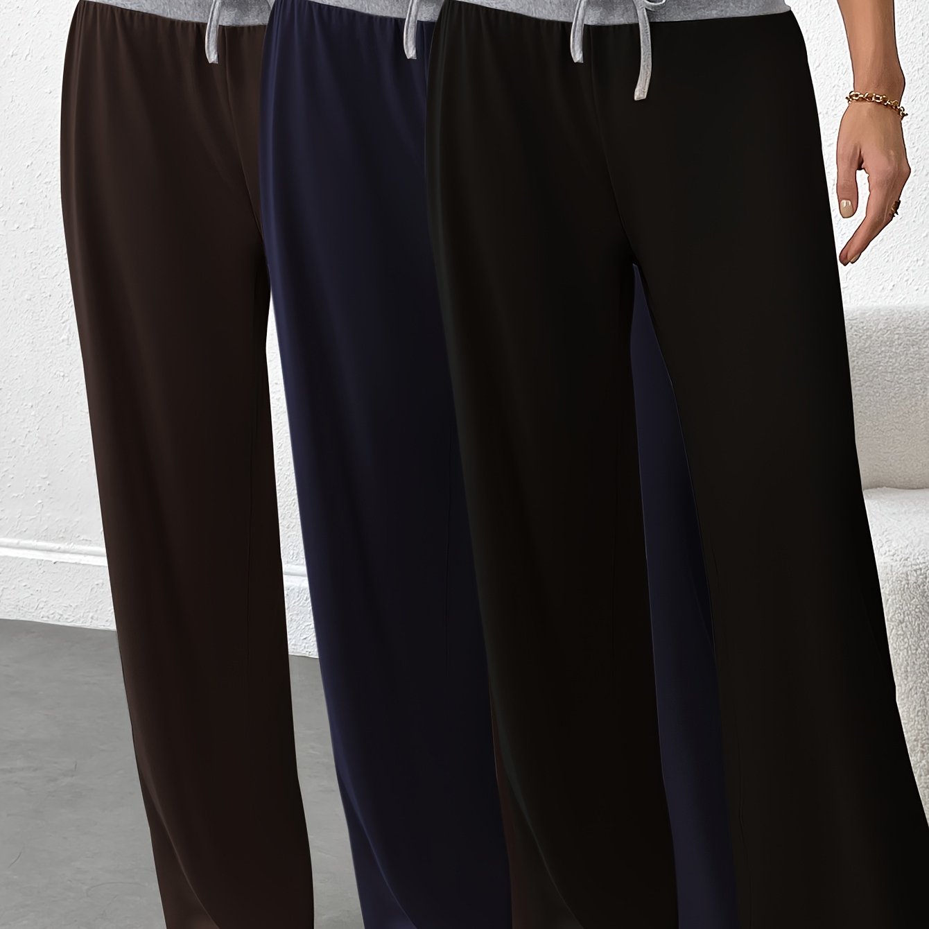 Plus Size Women's Lightweight High-Waisted Drawstring Yoga Pants Set