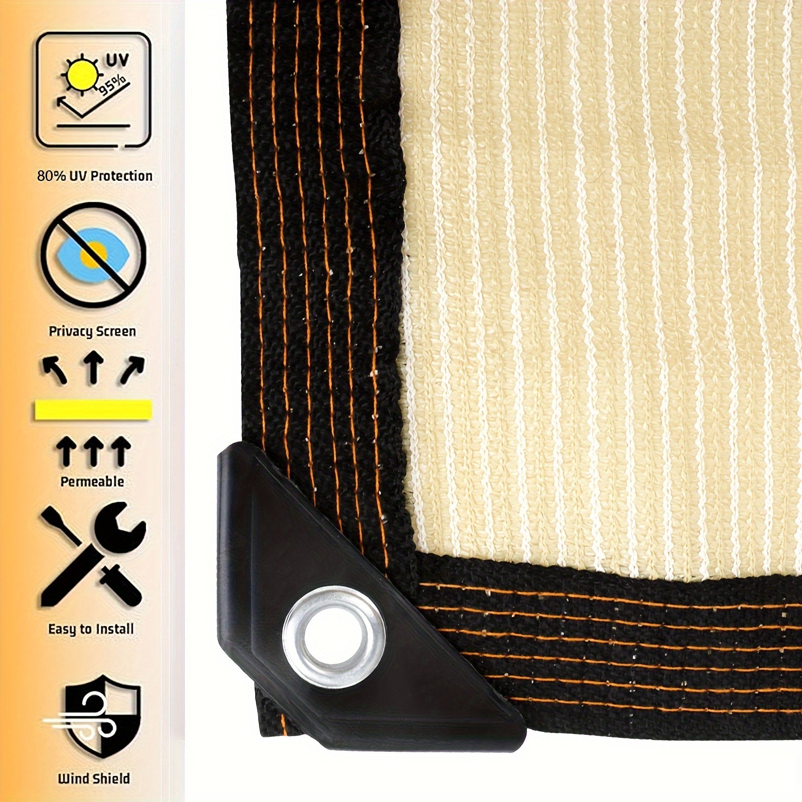 Бежевая защита для балконной ограды, экран, покрытие, УФ-защита, устойчивая к погодным условиям, уличный барьер для патио