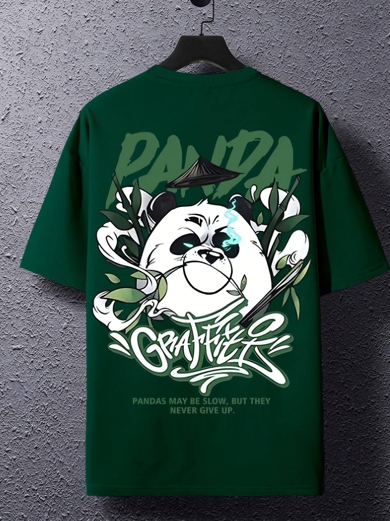 Мужская футболка большого размера с принтом панды, полиэстер спандекс, круглый вырез, повседневная летняя