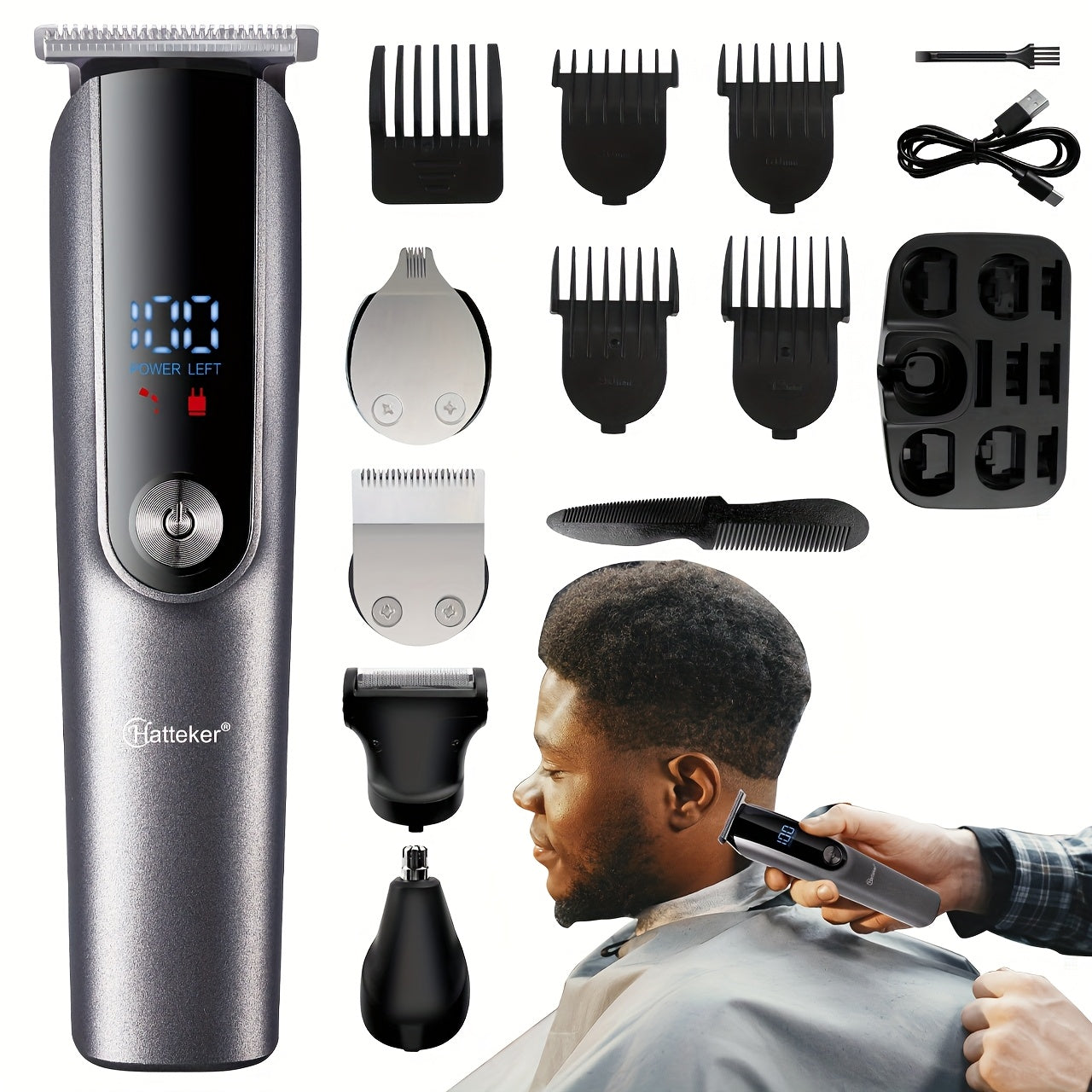 5 in 1 Electric Grooming Set with LCD Hair Clippers Perfect Gift for Men
